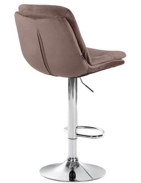 Tabouret de bar réglable moderne chic en Velours Marron Métal Argenté Banja - 4
