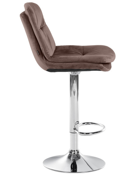 Tabouret de bar réglable moderne chic en Velours Marron Métal Argenté Banja - 3