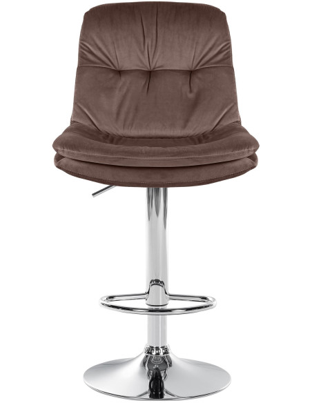 Tabouret de bar réglable moderne chic en Velours Marron Métal Argenté Banja - 2