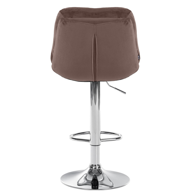 Tabouret de bar réglable moderne chic en Velours Marron Métal Argenté Banja - 5