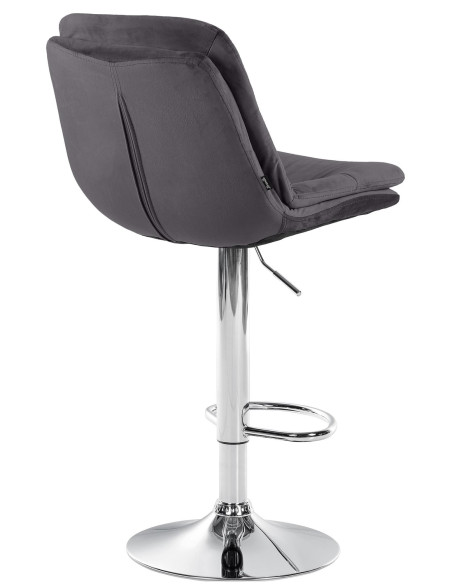 Tabouret de bar réglable moderne chic en Velours Noir Métal Argenté Banja - 4