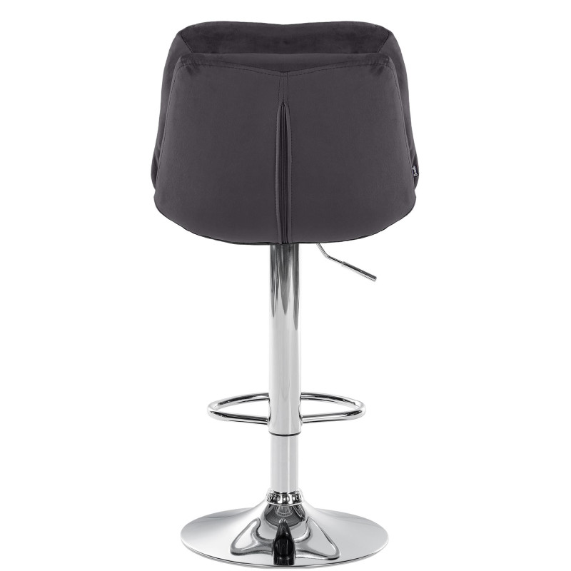 Tabouret de bar réglable moderne chic en Velours Noir Métal Argenté Banja - 5