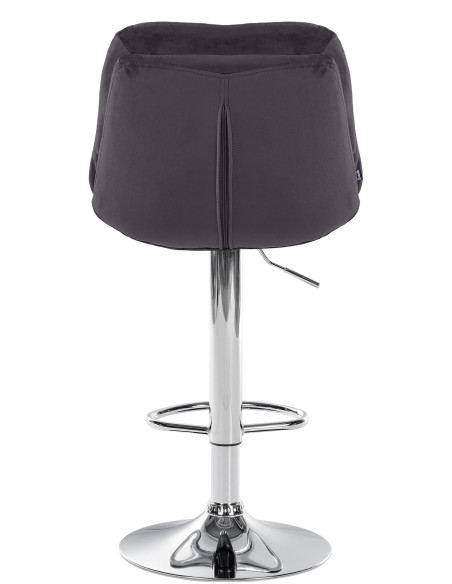 Tabouret de bar réglable moderne chic en Velours Noir Métal Argenté Banja - 5