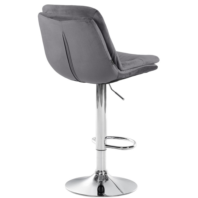 Tabouret de bar réglable moderne chic en Velours Gris foncé Métal Argenté Banja - 4