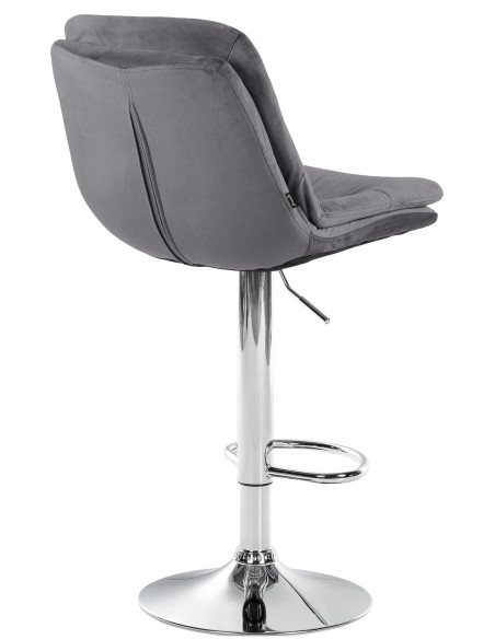 Tabouret de bar réglable moderne chic en Velours Gris foncé Métal Argenté Banja - 4