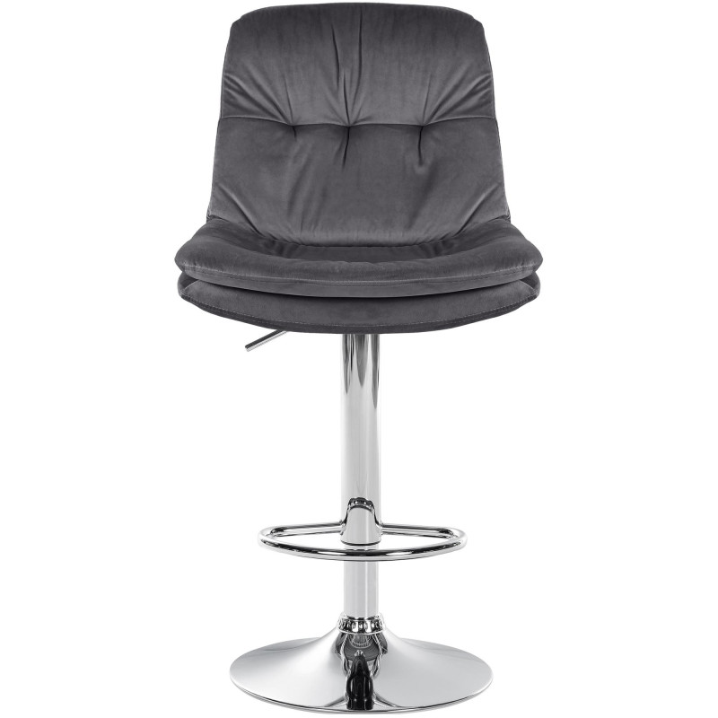 Tabouret de bar réglable moderne chic en Velours Gris foncé Métal Argenté Banja - 2