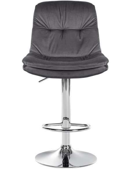 Tabouret de bar réglable moderne chic en Velours Gris foncé Métal Argenté Banja - 2
