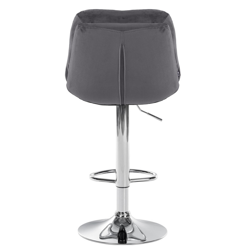 Tabouret de bar réglable moderne chic en Velours Gris foncé Métal Argenté Banja - 5