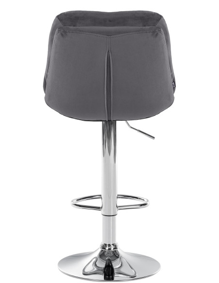 Tabouret de bar réglable moderne chic en Velours Gris foncé Métal Argenté Banja - 5