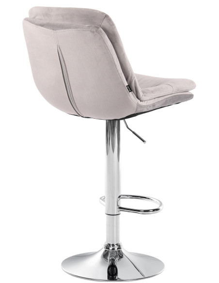 Tabouret de bar réglable moderne chic en Velours Gris Métal Argenté Banja - 4