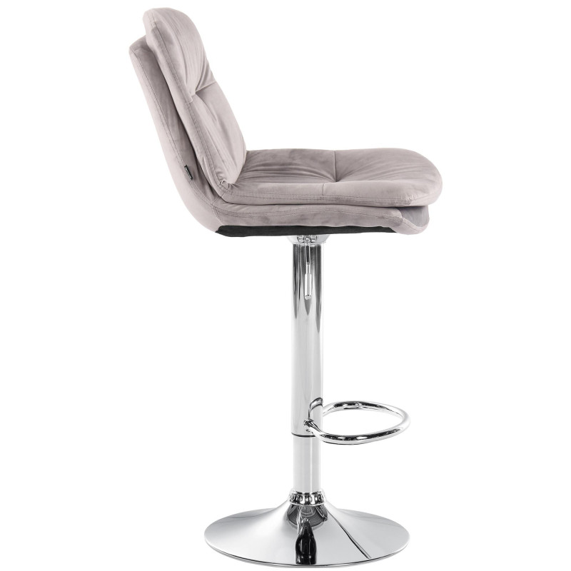 Tabouret de bar réglable moderne chic en Velours Gris Métal Argenté Banja - 3