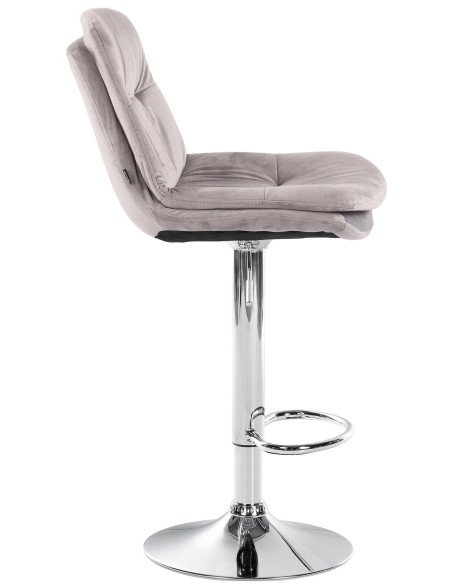 Tabouret de bar réglable moderne chic en Velours Gris Métal Argenté Banja - 3