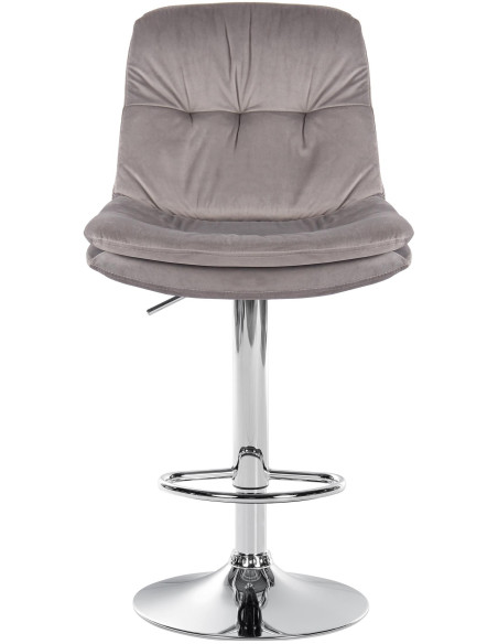 Tabouret de bar réglable moderne chic en Velours Gris Métal Argenté Banja - 2