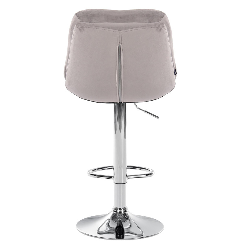 Tabouret de bar réglable moderne chic en Velours Gris Métal Argenté Banja - 5