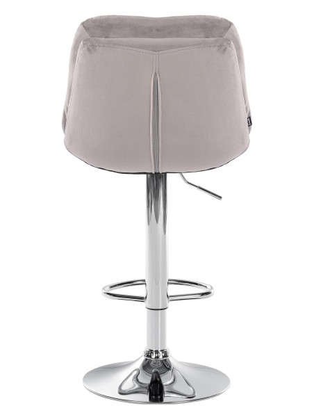 Tabouret de bar réglable moderne chic en Velours Gris Métal Argenté Banja - 5