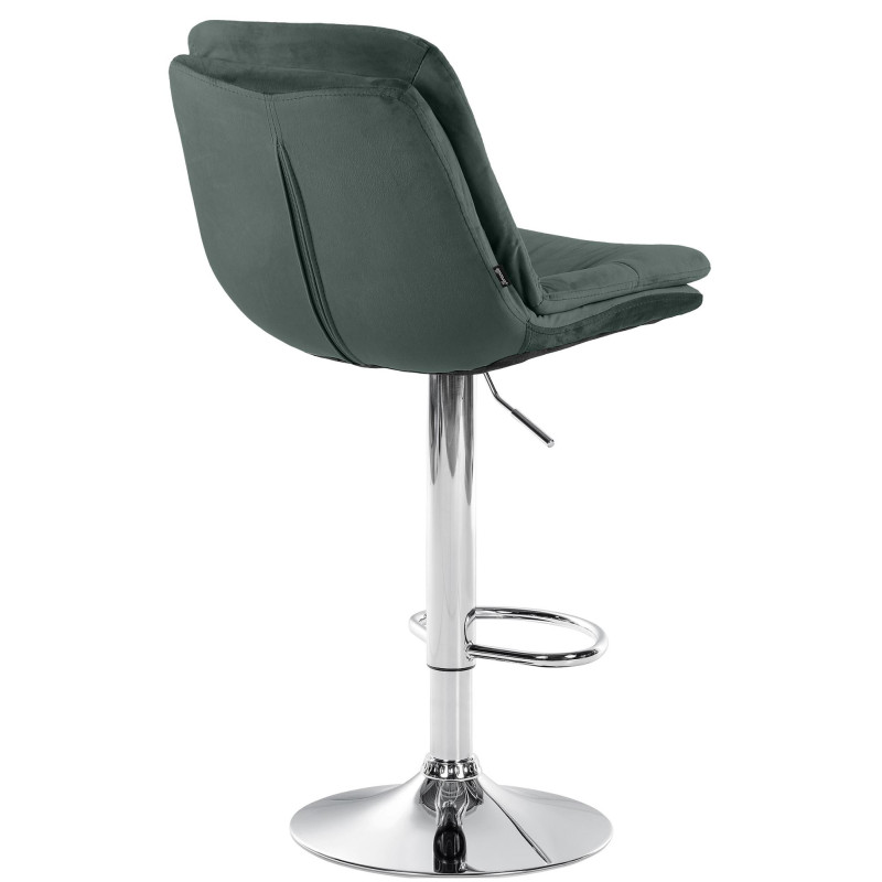 Tabouret de bar réglable moderne chic en Velours Vert foncé Métal Argenté Banja - 4
