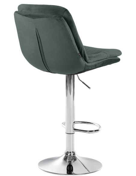 Tabouret de bar réglable moderne chic en Velours Vert foncé Métal Argenté Banja - 4