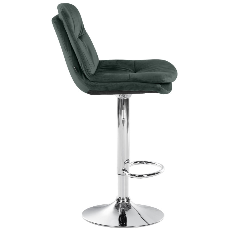 Tabouret de bar réglable moderne chic en Velours Vert foncé Métal Argenté Banja - 3
