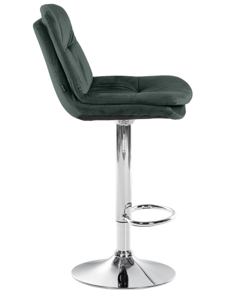 Tabouret de bar réglable moderne chic en Velours Vert foncé Métal Argenté Banja - 3
