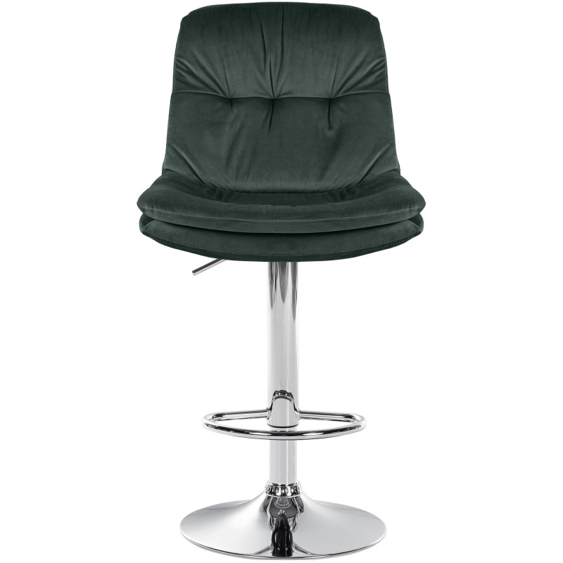 Tabouret de bar réglable moderne chic en Velours Vert foncé Métal Argenté Banja - 2