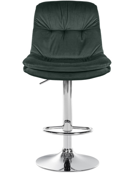 Tabouret de bar réglable moderne chic en Velours Vert foncé Métal Argenté Banja - 2