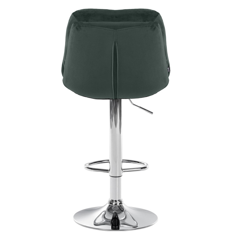 Tabouret de bar réglable moderne chic en Velours Vert foncé Métal Argenté Banja - 5
