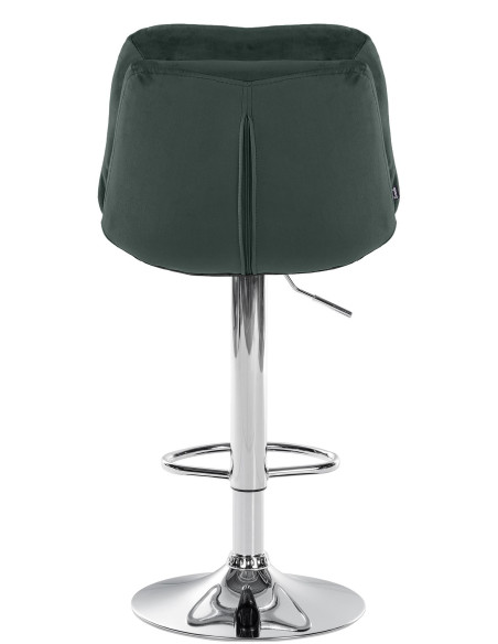 Tabouret de bar réglable moderne chic en Velours Vert foncé Métal Argenté Banja - 5