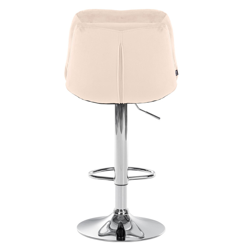 Tabouret de bar réglable moderne chic en Velours Blanc crème Métal Argenté Banja - 5