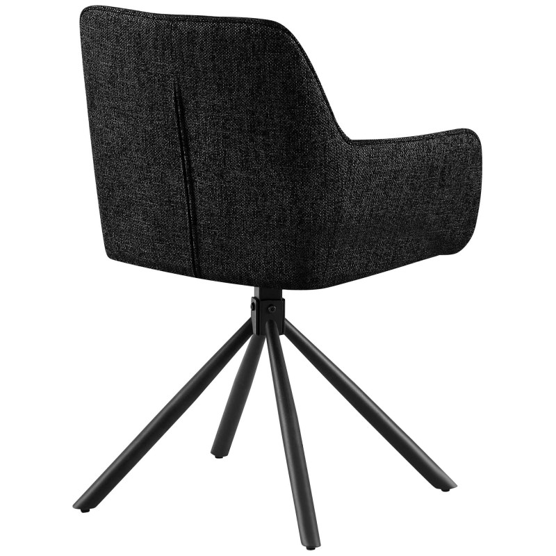 Fauteuil de table pivotant moderne en Tissu Noir Métal Noir Mat Warem - 2