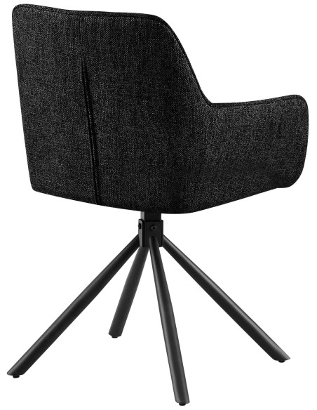 Fauteuil de table pivotant moderne en Tissu Noir Métal Noir Mat Warem - 2