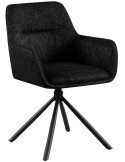 Fauteuil de table pivotant moderne en Tissu Noir Métal Noir Mat Warem