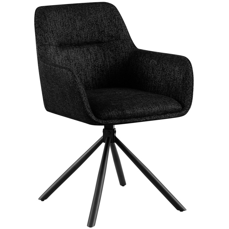 Fauteuil de table pivotant moderne en Tissu Noir Métal Noir Mat Warem - 1