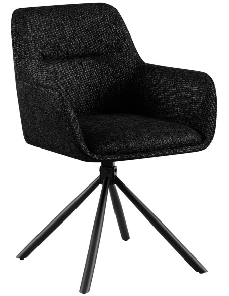 Fauteuil de table pivotant moderne en Tissu Noir Métal Noir Mat Warem - 1