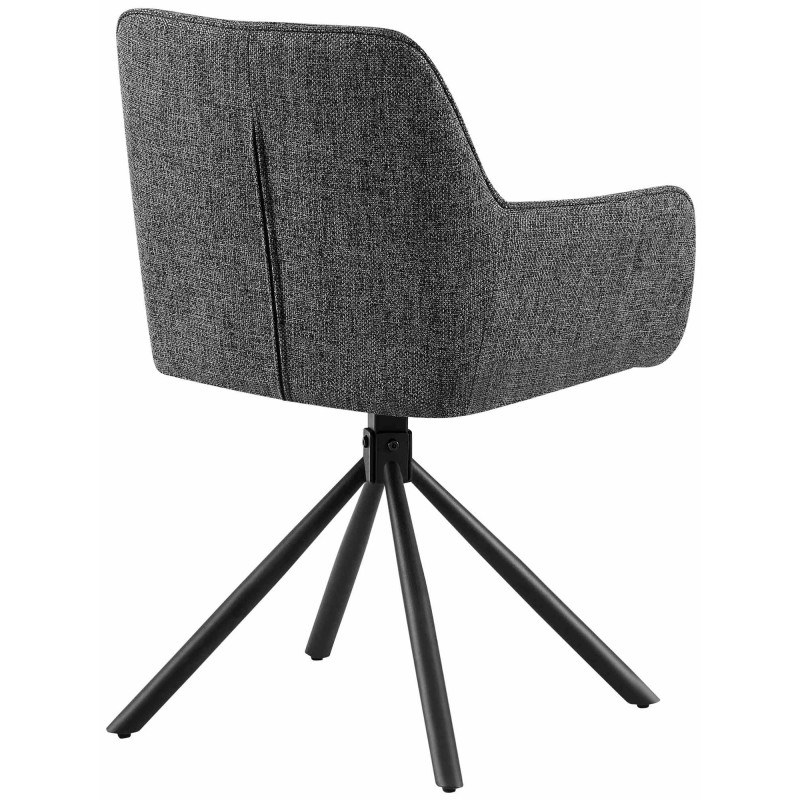 Fauteuil de table pivotant moderne en Tissu Gris foncé Métal Noir Mat Warem - 2