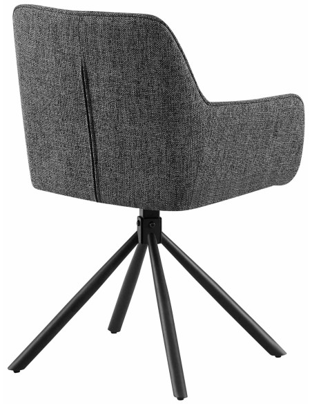 Fauteuil de table pivotant moderne en Tissu Gris foncé Métal Noir Mat Warem - 2