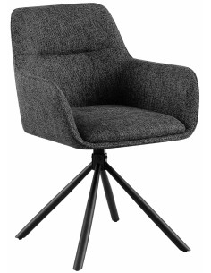 Fauteuil de table pivotant moderne en Tissu Gris foncé Métal Noir Mat Warem - 1