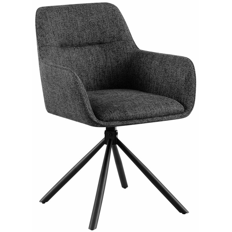 Fauteuil de table pivotant moderne en Tissu Gris foncé Métal Noir Mat Warem - 1