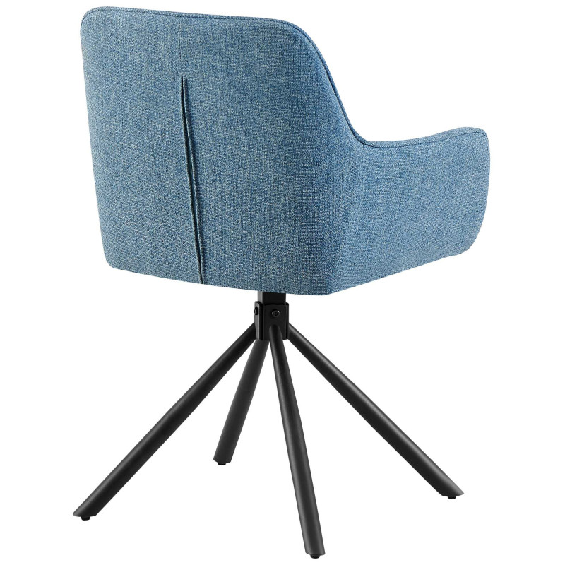 Fauteuil de table pivotant moderne en Tissu Bleu Métal Noir Mat Warem - 2