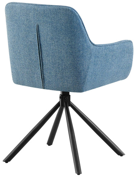 Fauteuil de table pivotant moderne en Tissu Bleu Métal Noir Mat Warem - 2