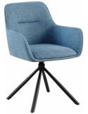 Fauteuil de table pivotant moderne en Tissu Bleu Métal Noir Mat Warem
