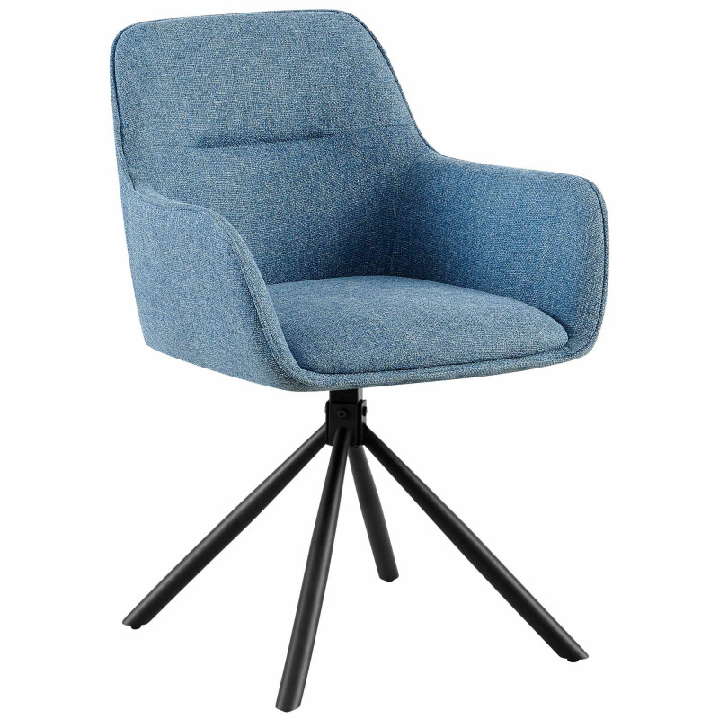 Fauteuil de table pivotant moderne en Tissu Bleu Métal Noir Mat Warem - 1