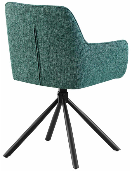 Fauteuil de table pivotant moderne en Tissu Vert foncé Métal Noir Mat Warem - 2