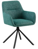 Fauteuil de table pivotant moderne en Tissu Vert foncé Métal Noir Mat Warem