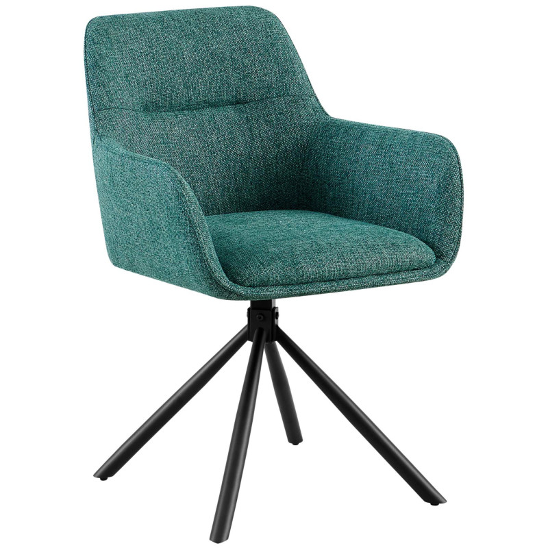 Fauteuil de table pivotant moderne en Tissu Vert foncé Métal Noir Mat Warem - 1