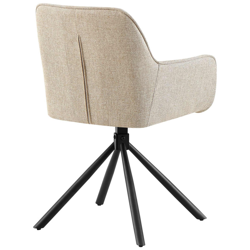 Fauteuil de table pivotant moderne en Tissu Taupe Métal Noir Mat Warem - 2