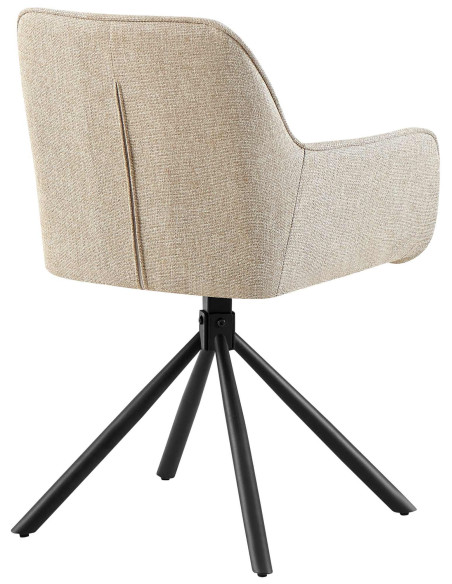 Fauteuil de table pivotant moderne en Tissu Taupe Métal Noir Mat Warem - 2