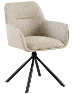 Fauteuil de table pivotant moderne en Tissu Taupe Métal Noir Mat Warem - 1