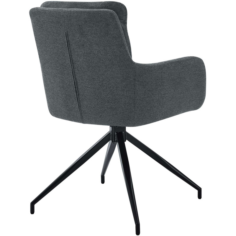 Fauteuil de table moderne pivotant en Tissu Gris foncé Métal Noir Xanten - 2