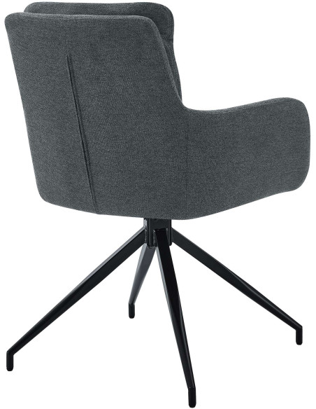 Fauteuil de table moderne pivotant en Tissu Gris foncé Métal Noir Xanten - 2