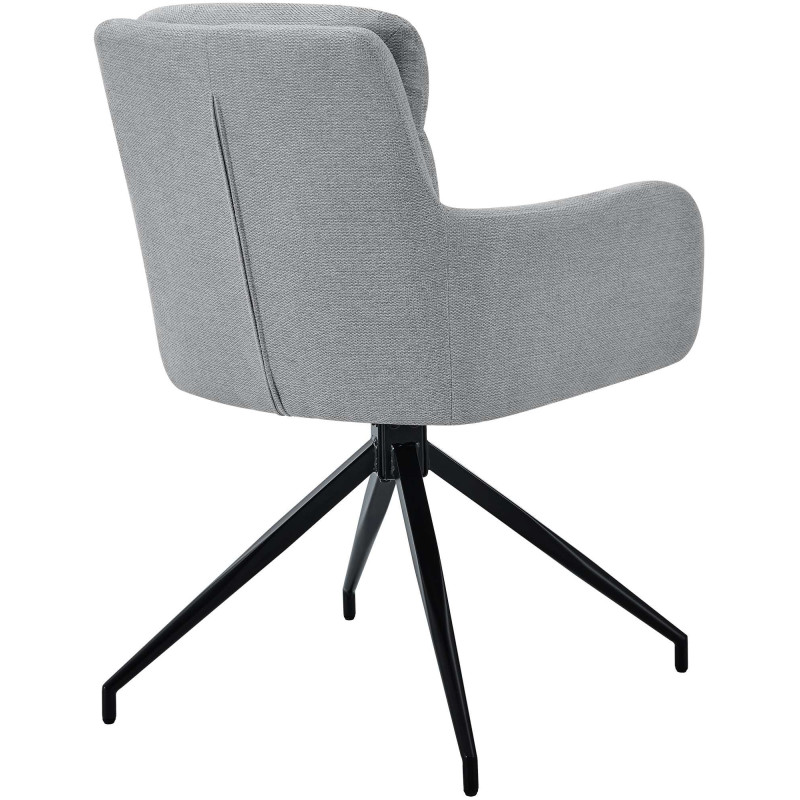 Fauteuil de table moderne pivotant en Tissu Gris clair Métal Noir Xanten - 2